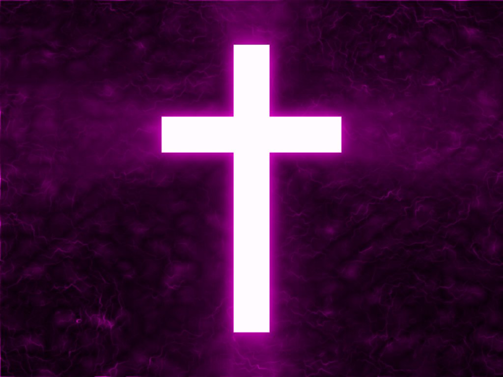 A Bright Crucifix On A Dark Purple Background