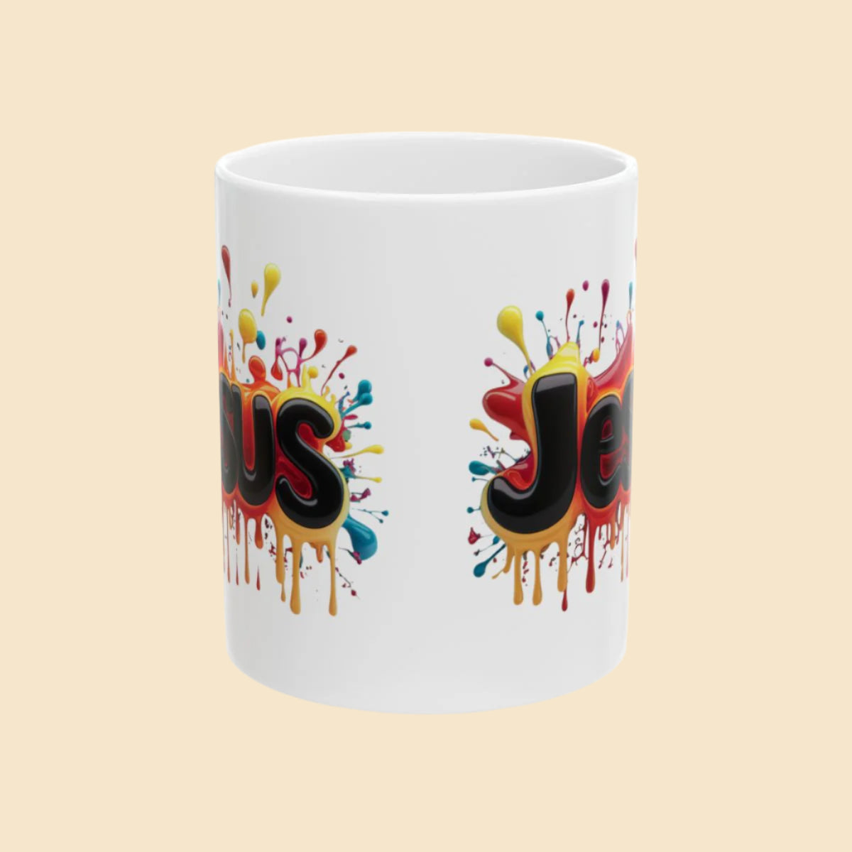 Bright Colourful Christian Jesus Mug Front View