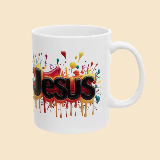 Bright Colourful Christian Jesus Mug Left Side View