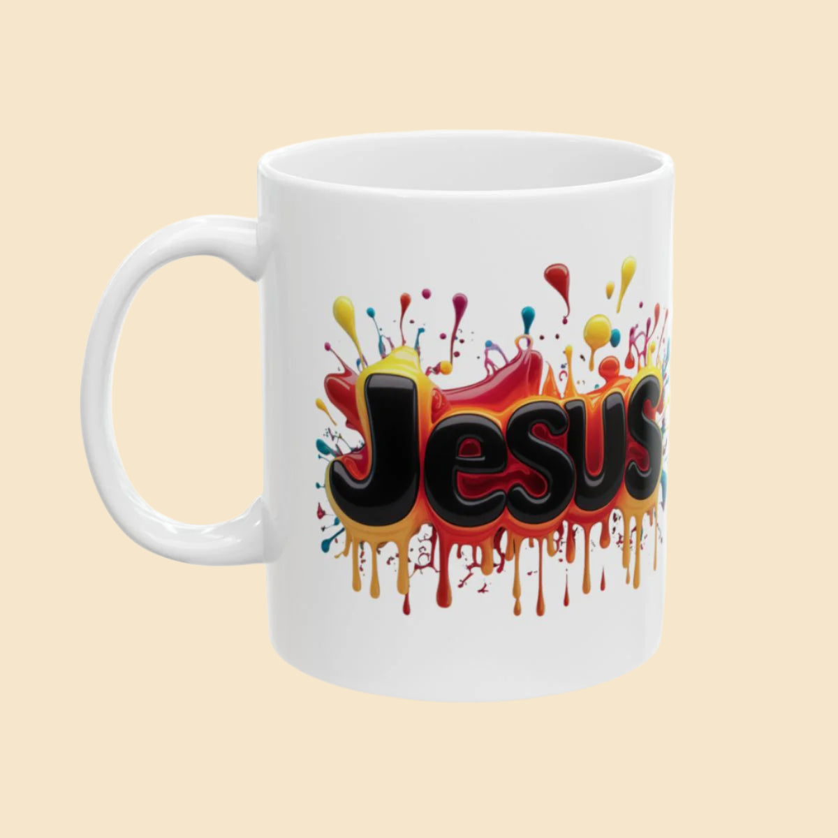 Bright Colourful Christian Jesus Mug Right Side View