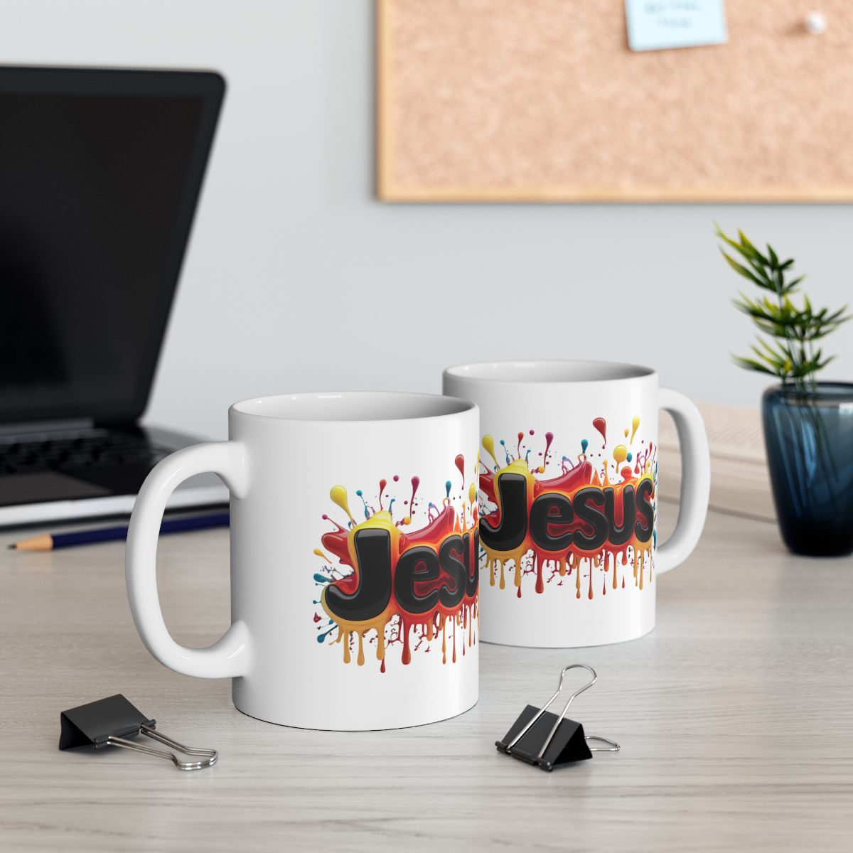 Bright Colourful Christian Jesus Mug Showing Both Sides