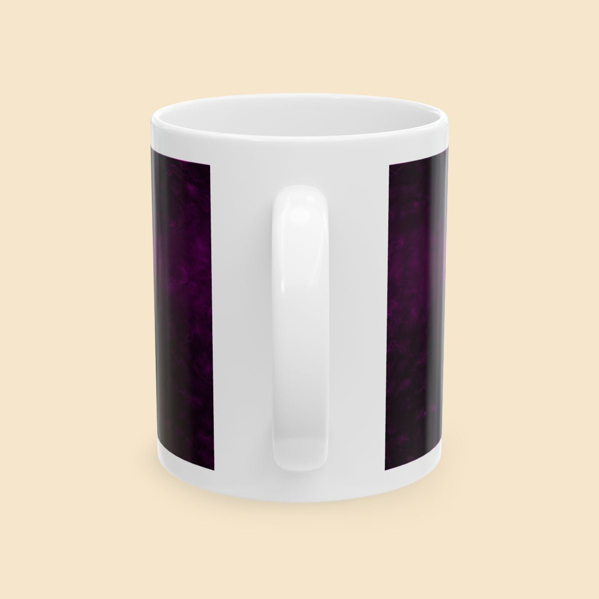 Christian Mug Bright Cross On A Dark Purple Background Handle View