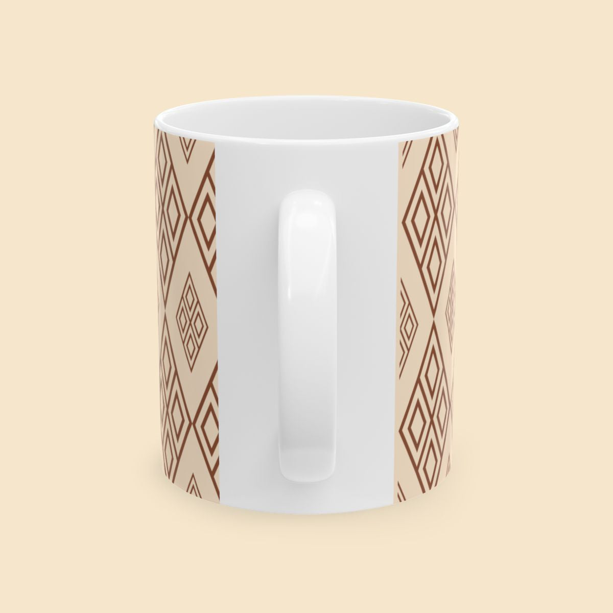 Coffee Break Diamond Design Ceramic Mug Handle View