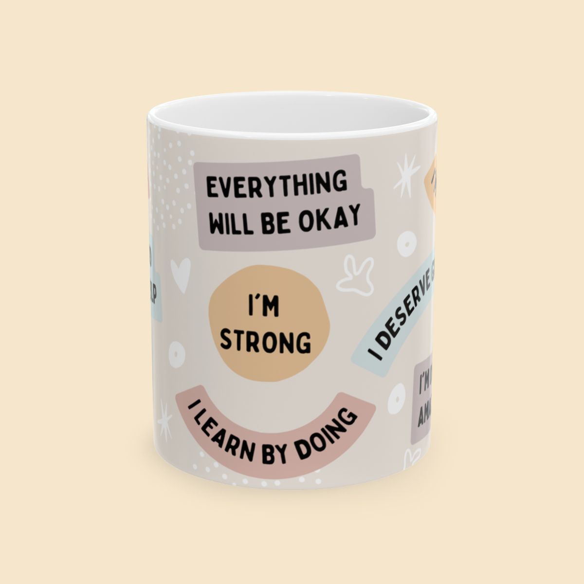 Cute Affirmation Ceramic Mug Front View