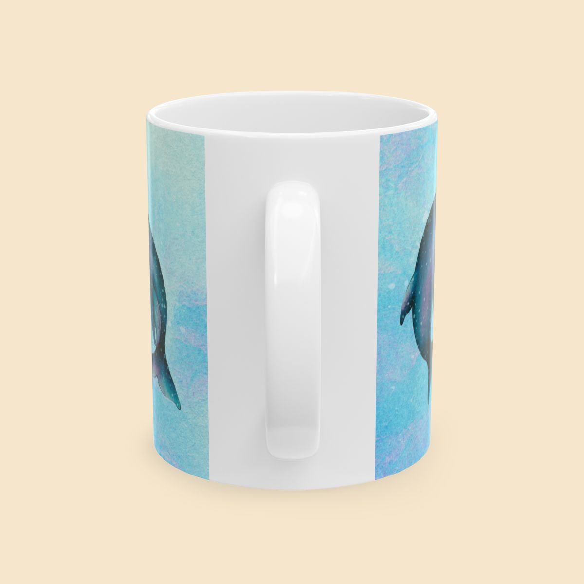 Cute Blue Whales Artwork Mug Handle View