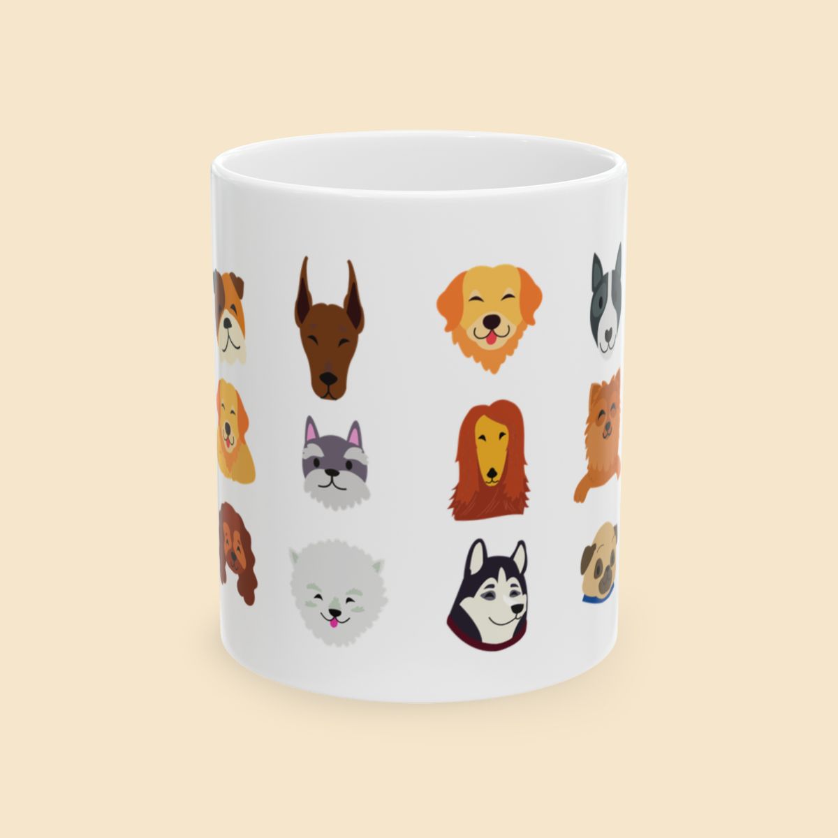 Cute Dog Breeds Mug Front View