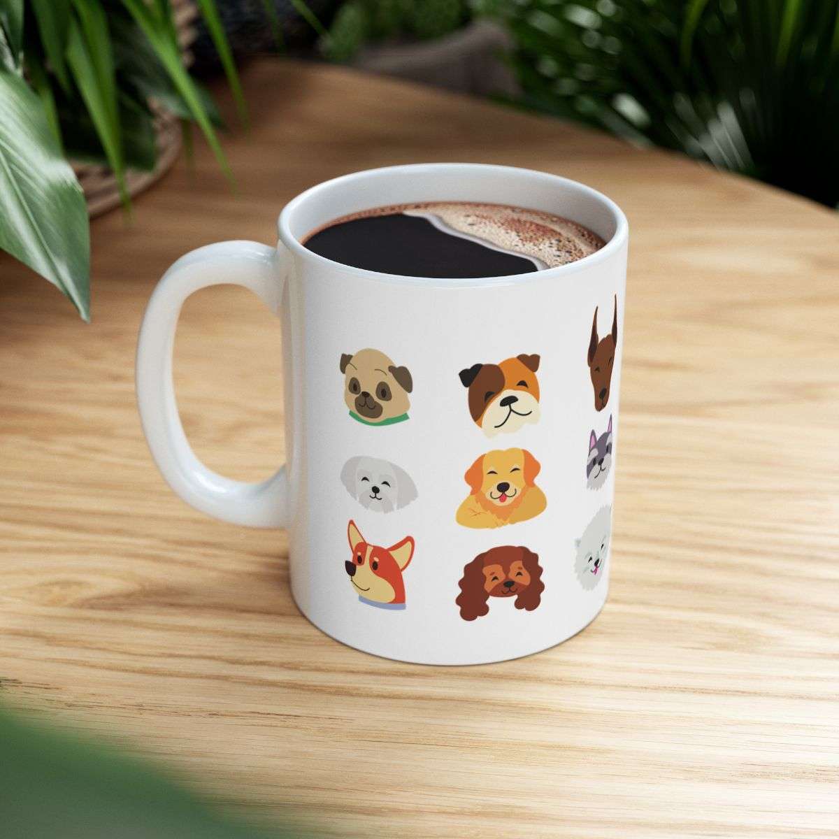 Cute Dog Breeds Mug Filled With Coffee