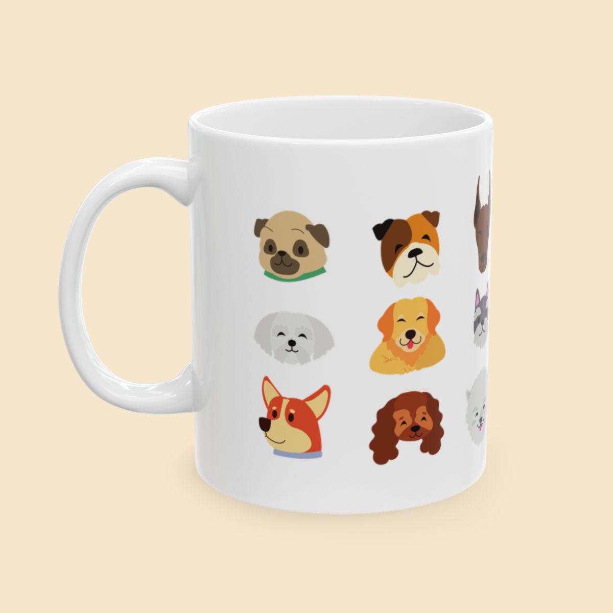 Cute Dog Breeds Mug Right Side View