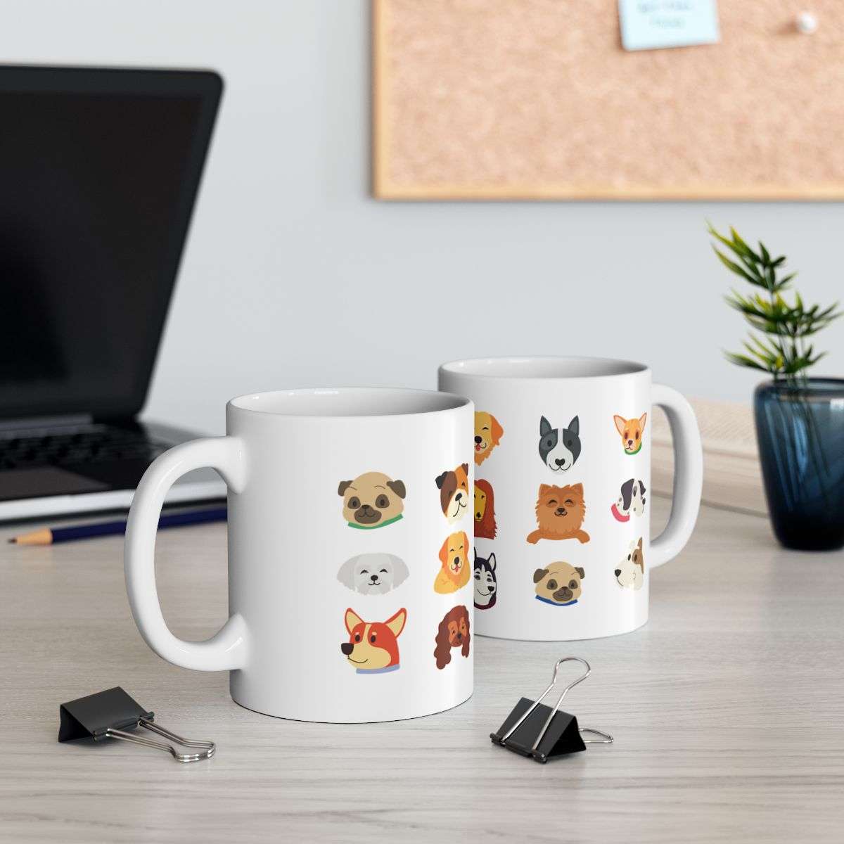 Cute Dog Breeds Mug Two Mugs On A Desk