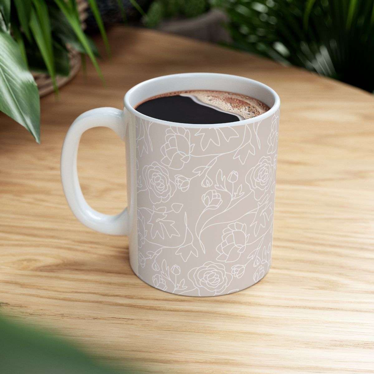 Elegant Minimalist Flower Mug – Chic Design for Every Occasion Filled With Coffee