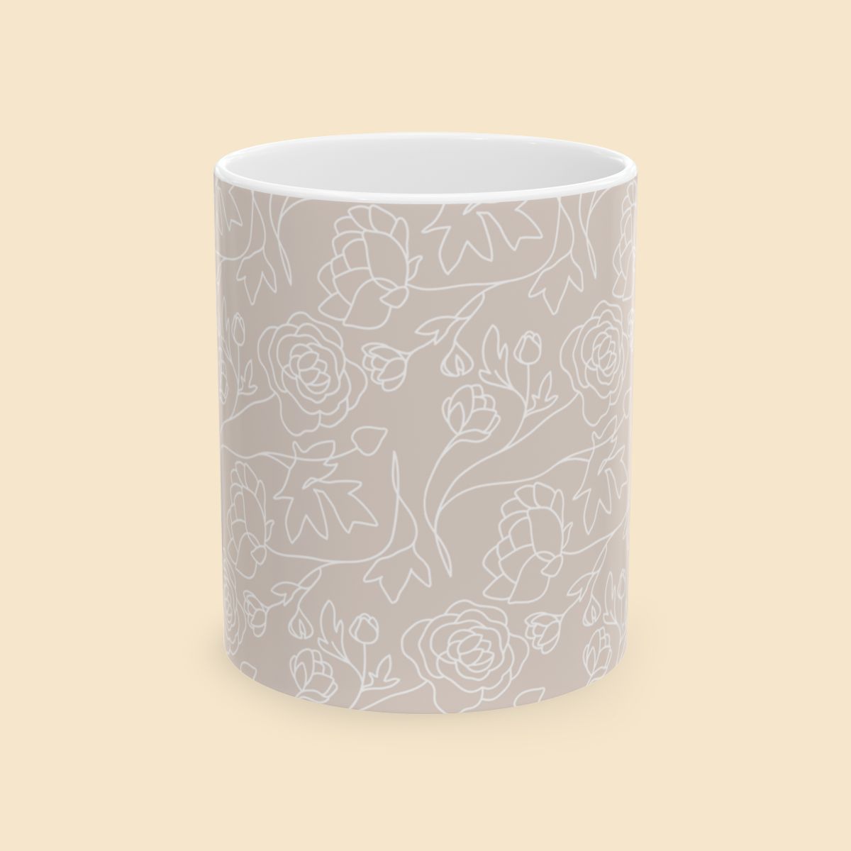 Elegant Minimalist Flower Mug – Chic Design for Every Occasion Front View