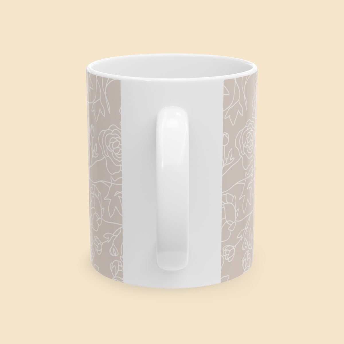 Elegant Minimalist Flower Mug – Chic Design for Every Occasion Handle View