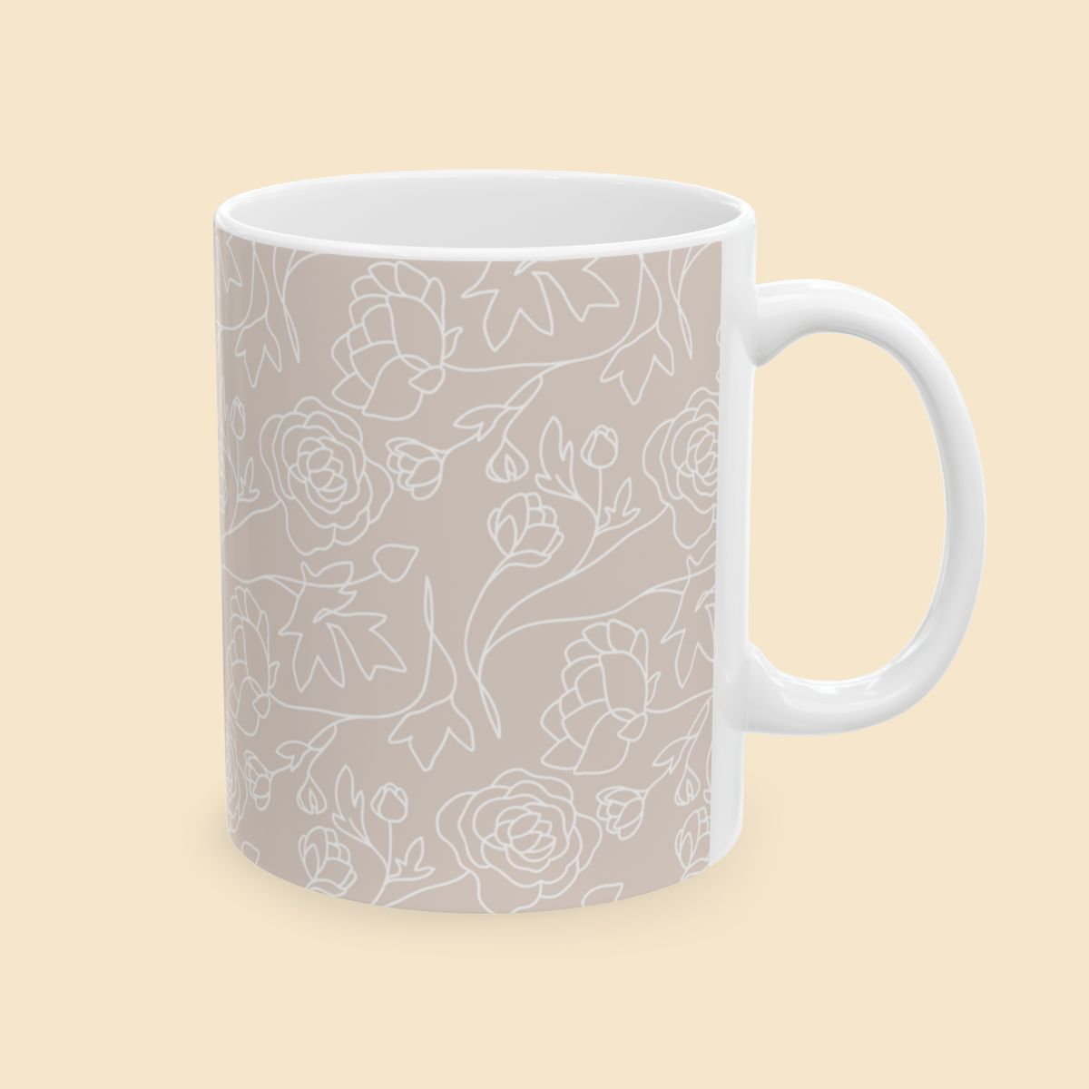 Elegant Minimalist Flower Mug – Chic Design for Every Occasion Left Side View