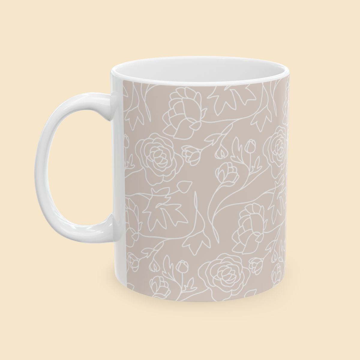 Elegant Minimalist Flower Mug – Chic Design for Every Occasion Right Side View