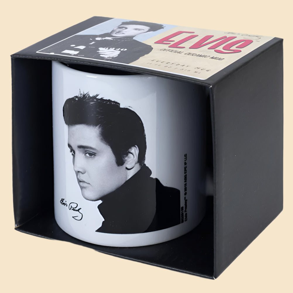 Elvis Presley portrait mug in its packaging