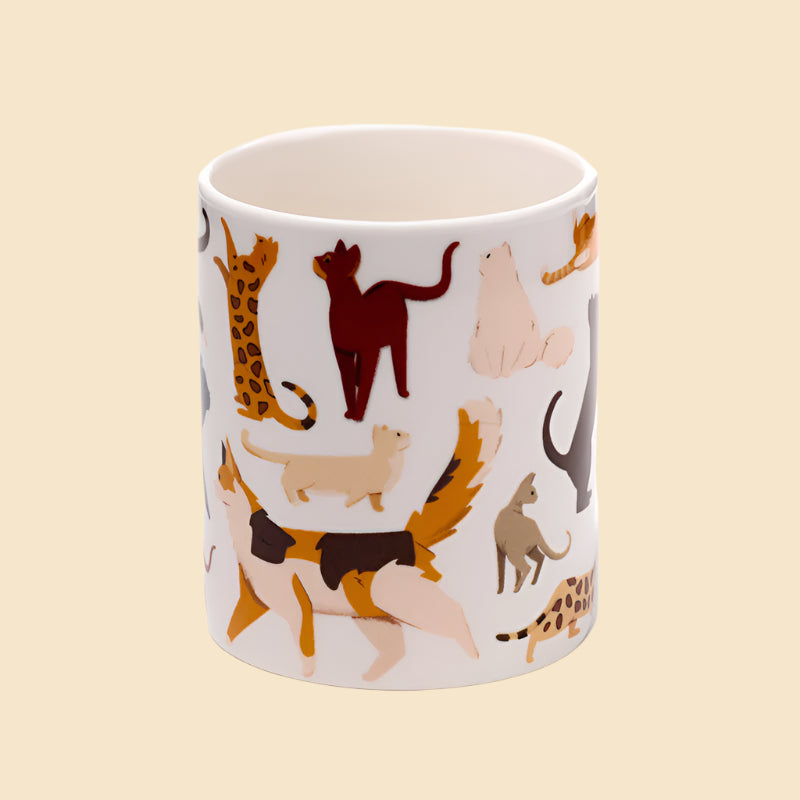 Feline Fine Mug Porcelain Cat Mug for Cat Lovers Front View