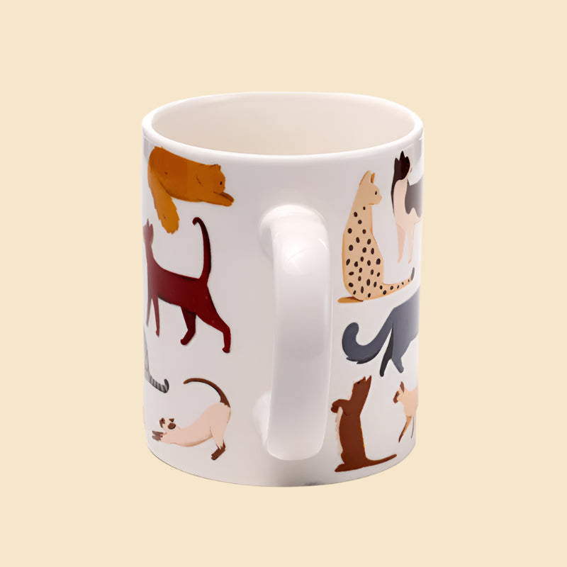 Feline Fine Mug Porcelain Cat Mug for Cat Lovers Handle View