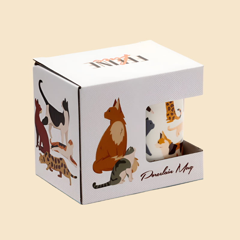 Feline Fine Mug Porcelain Cat Mug for Cat Lovers In Its Packaging