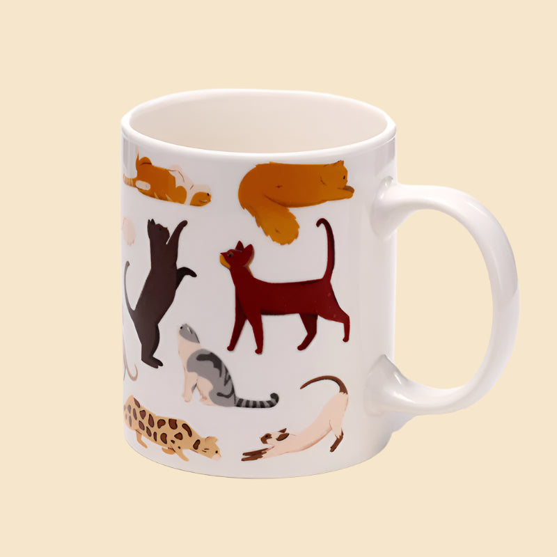 Feline Fine Mug Porcelain Cat Mug for Cat Lovers Left Side View