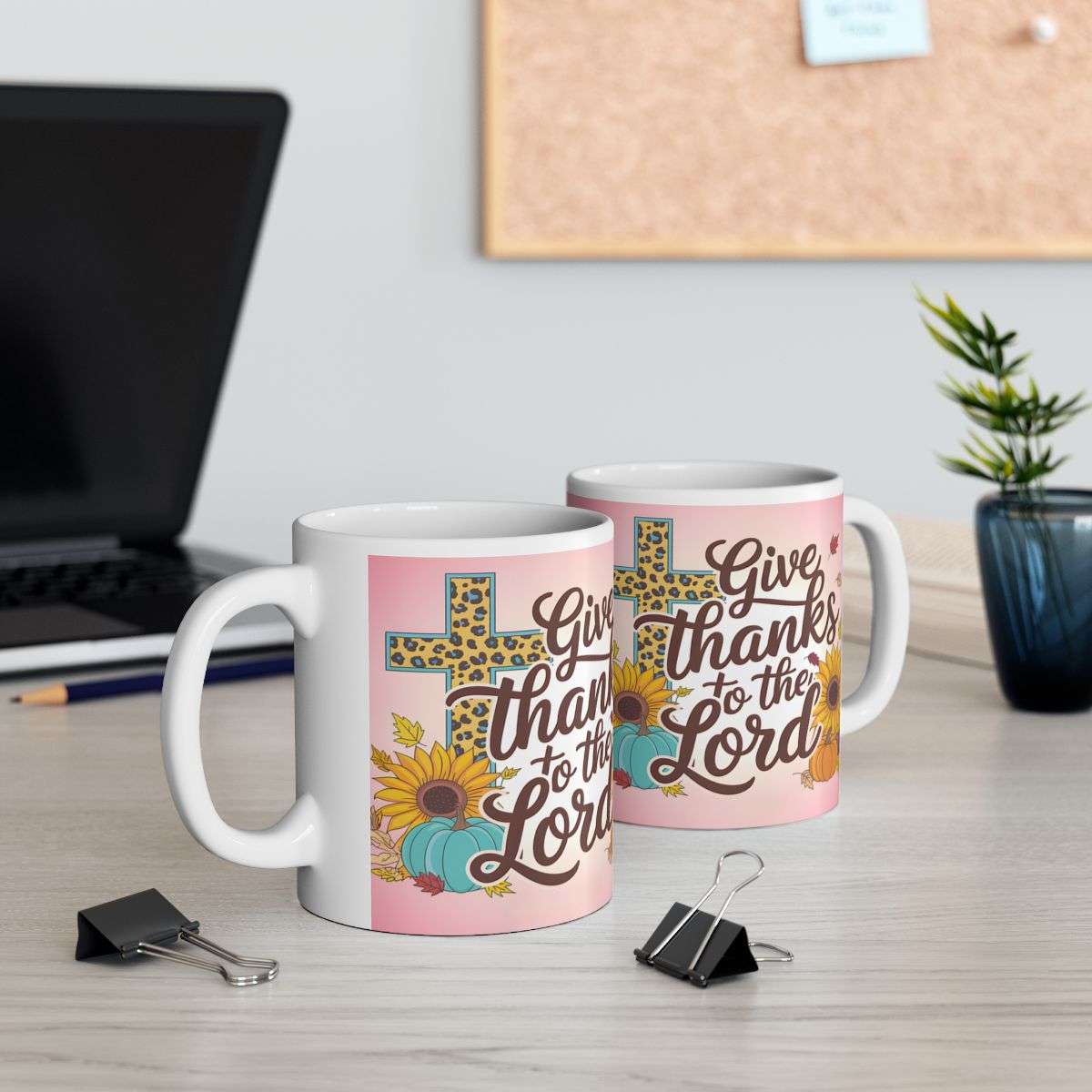 Give Thanks To The Lord Christian Mug Both Side View