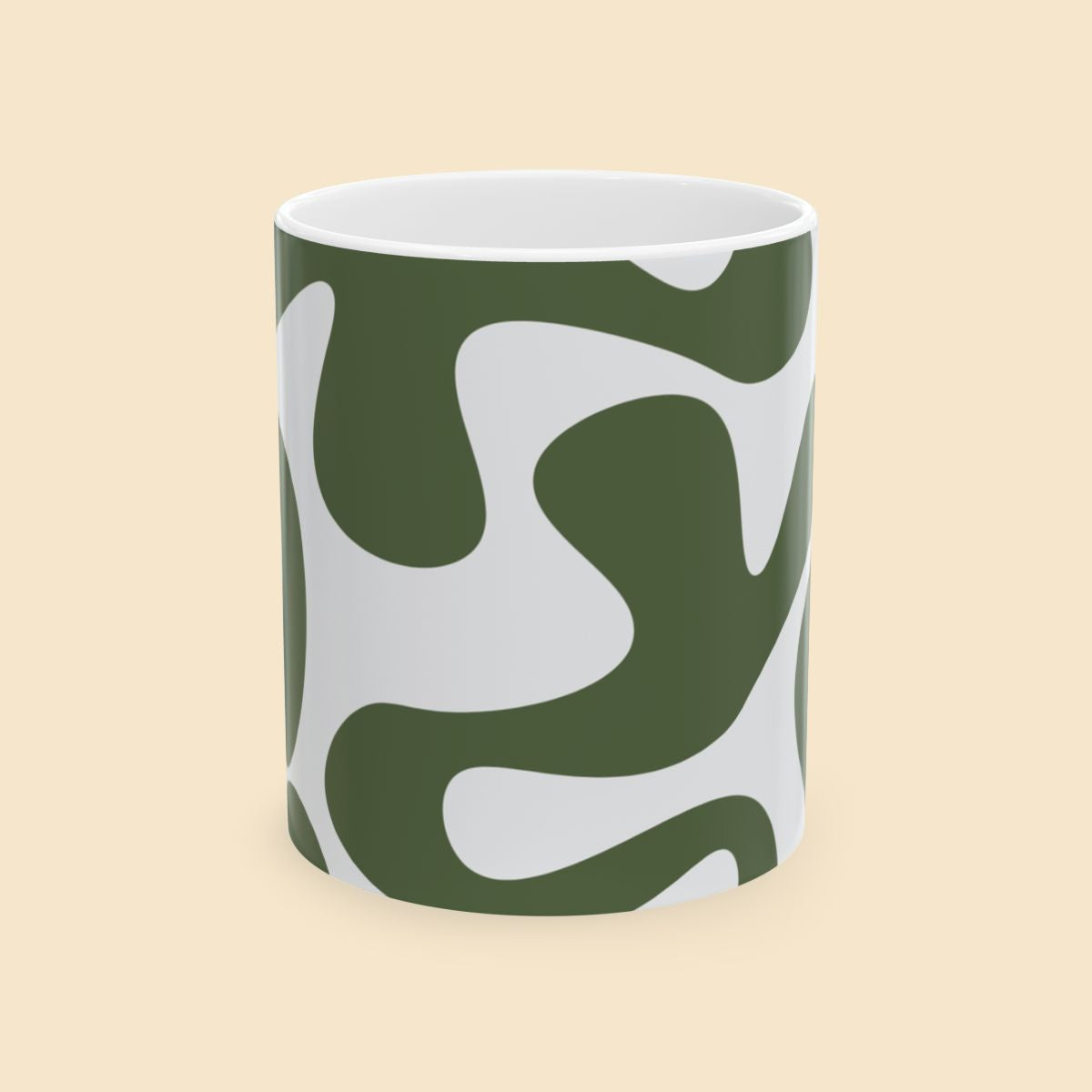 Green And White Animal Print Mug Front View