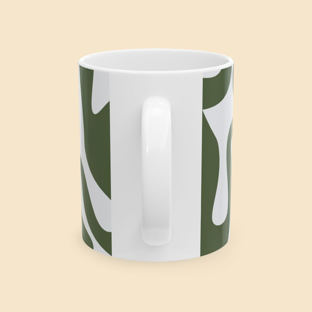 Green And White Animal Print Mug  Handle View