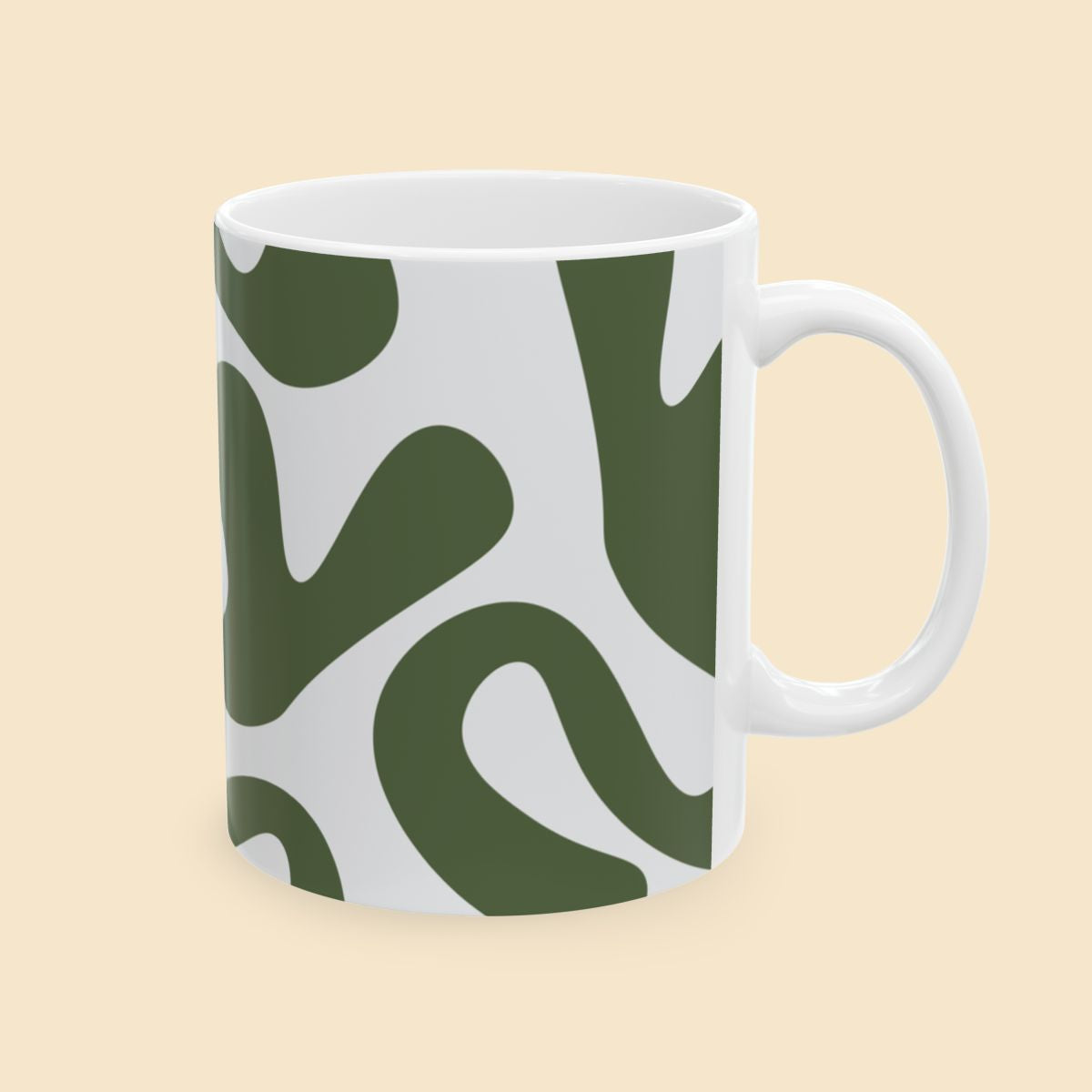 Green And White Animal Print Mug Left Side View