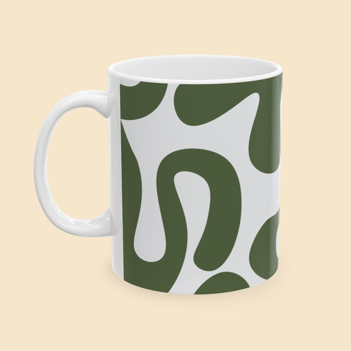 Green And White Animal Print Mug Right Side View