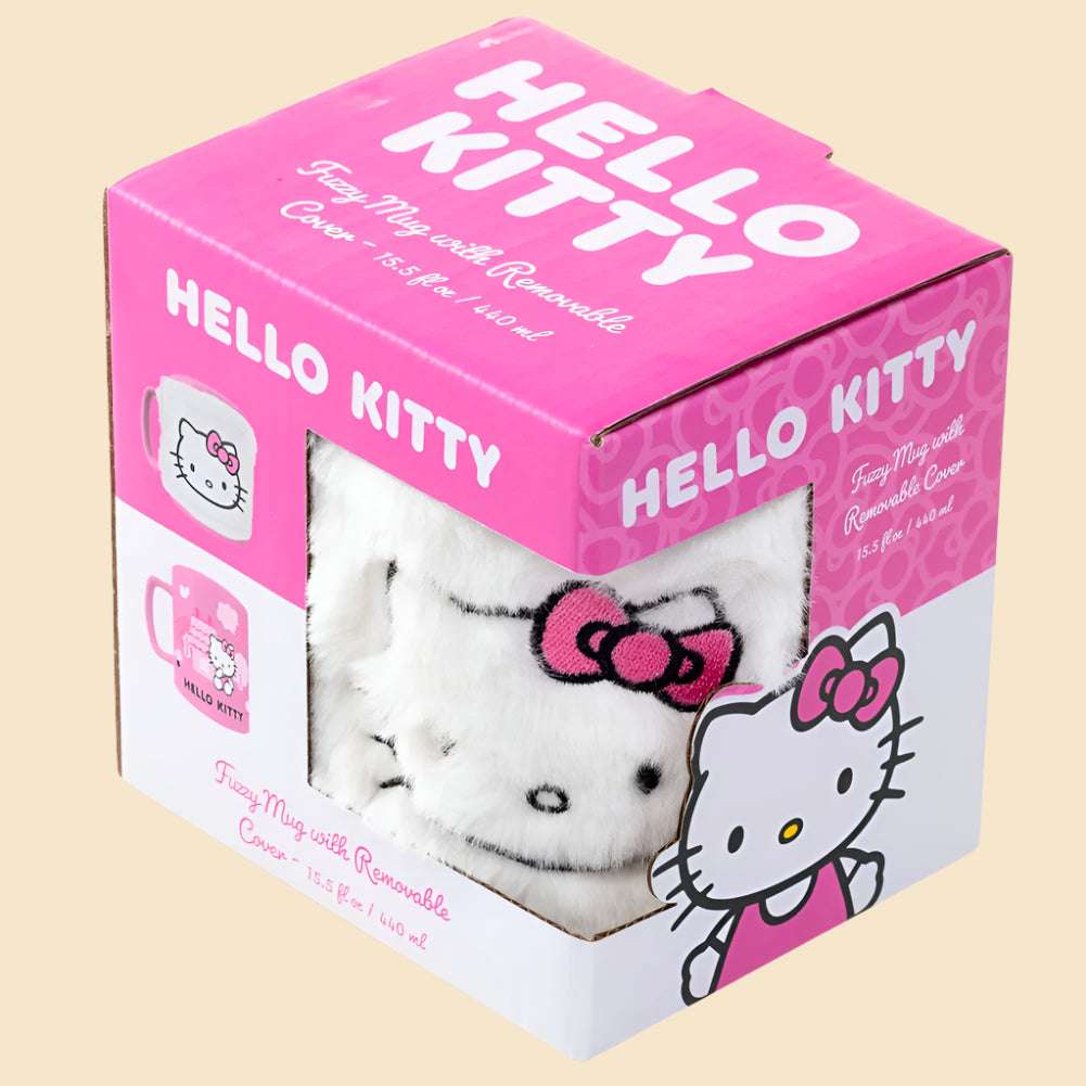 Hello Kitty Fuzzy Mug in the packaging