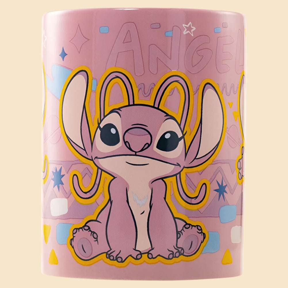 lilo and stitch fuzzy angel mug without the fuzzy cover on the front view