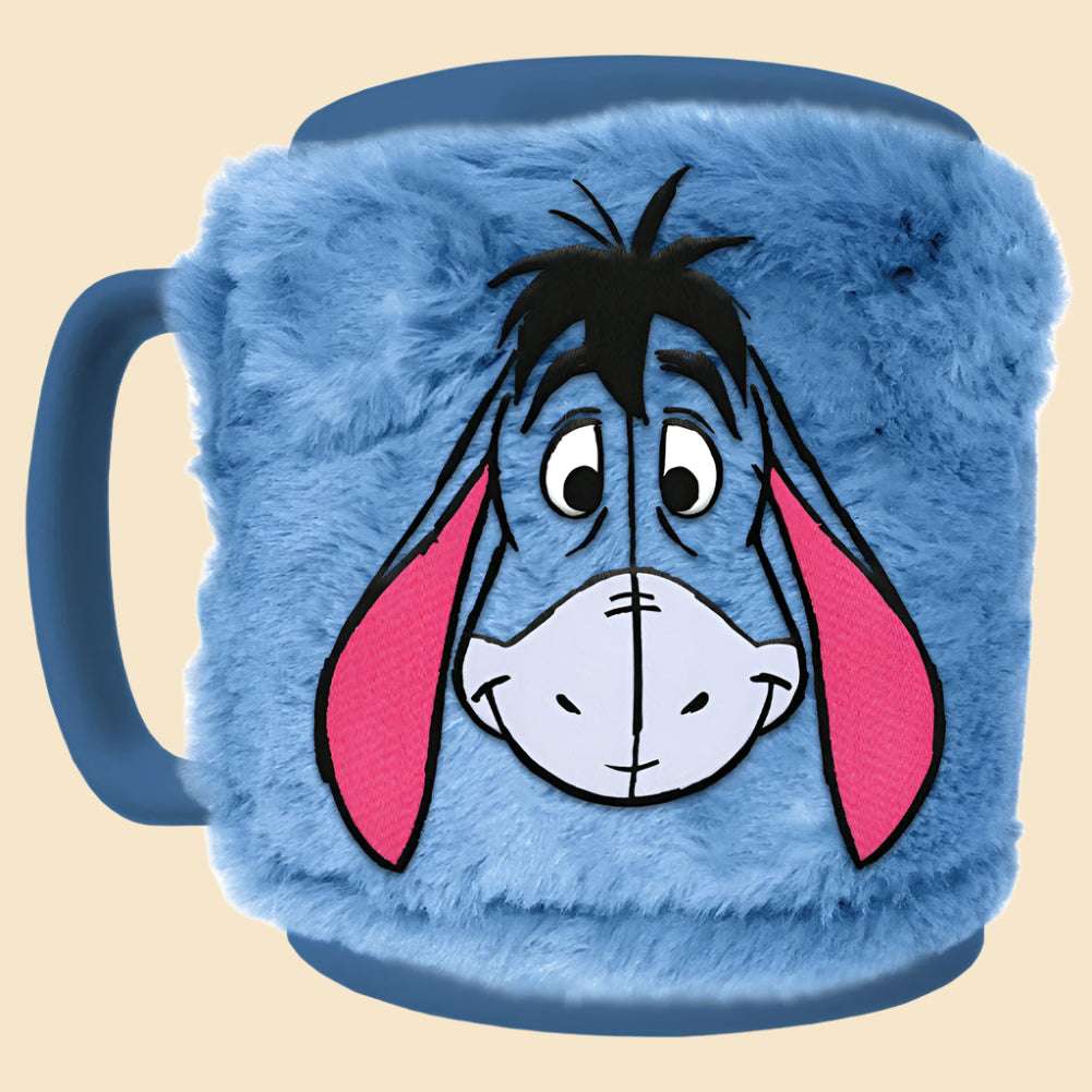 Winnie The Pooh Fuzzy Eeyore Mug With The Cover On