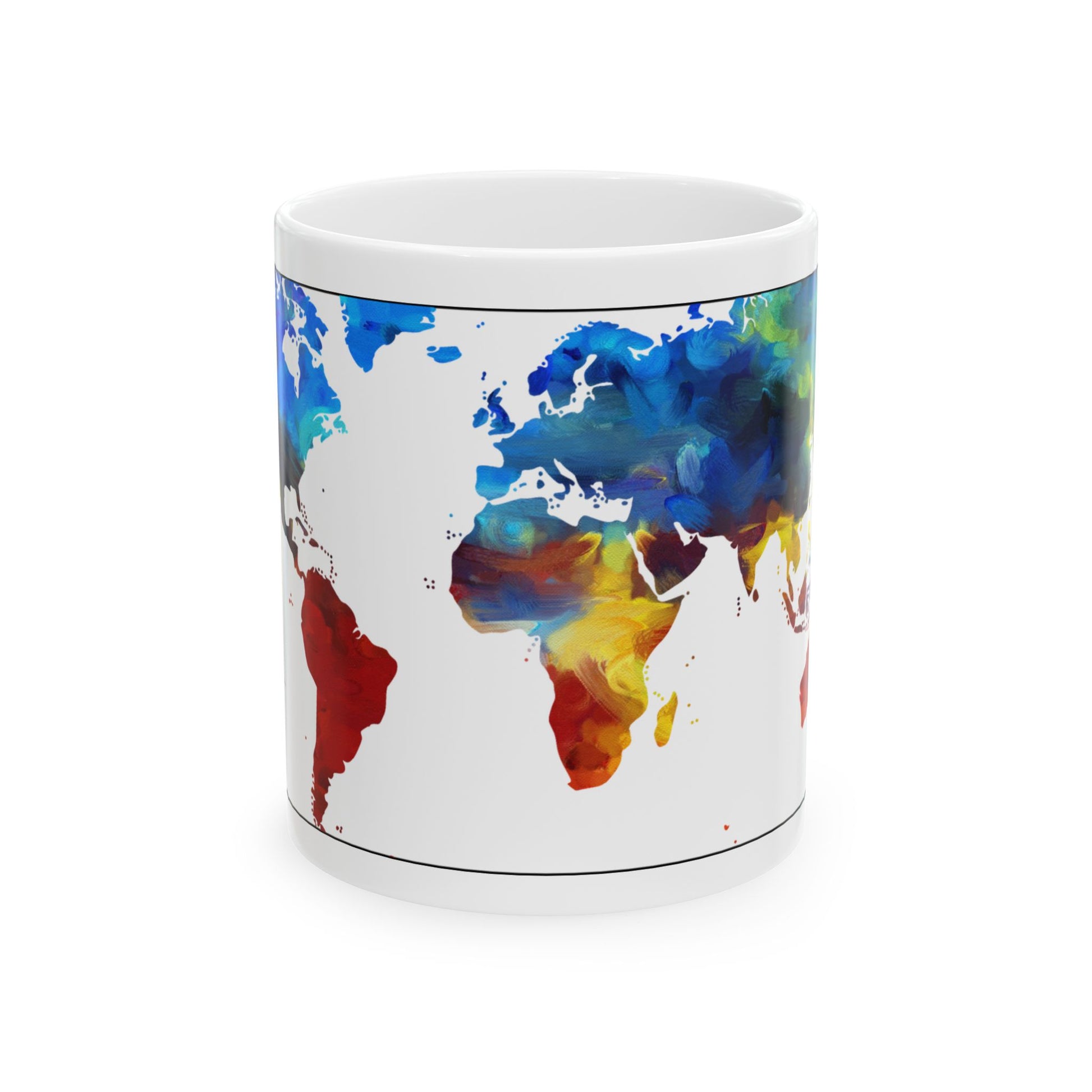 World Map Mug 11oz Ceramic Mug Front View