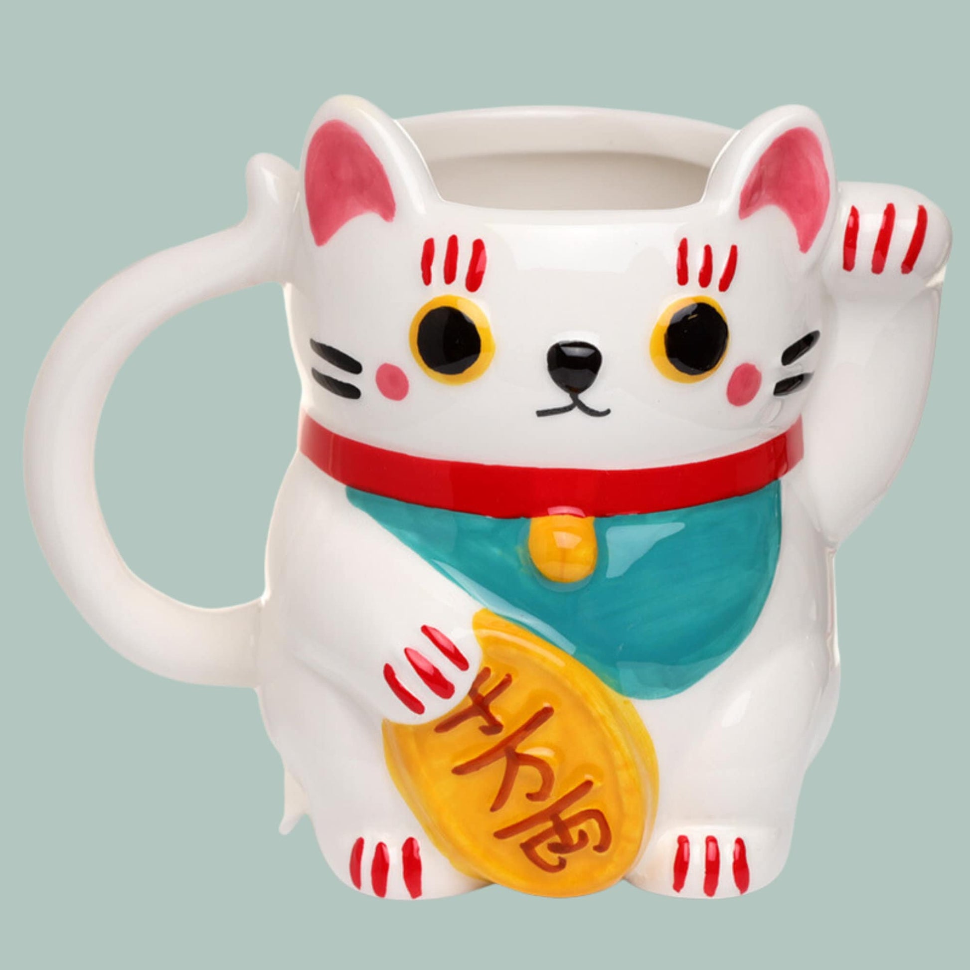 Black Or White Lucky Cat Shaped Ceramic Coffee Mug - The Mug Gallery Mug