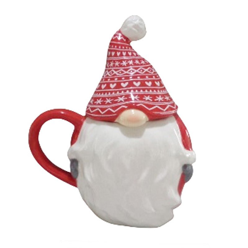 Christmas Gonk Peeping Lidded Ceramic Mug - The Mug Gallery Mug