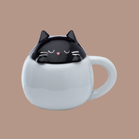 Cute Novelty Cat Lidded Ceramic Mug - The Mug GalleryMug