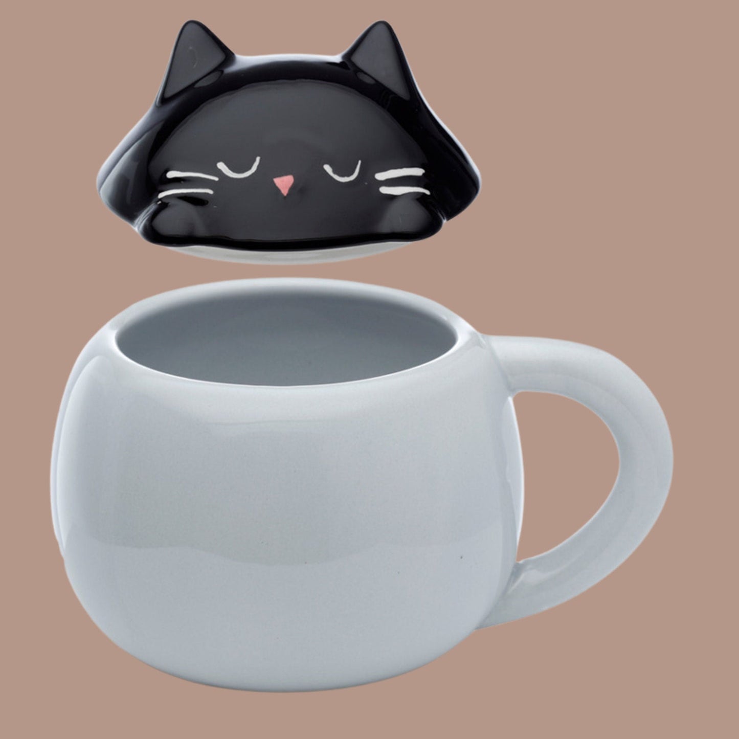 Cute Novelty Cat Lidded Ceramic Mug - The Mug Gallery Mug