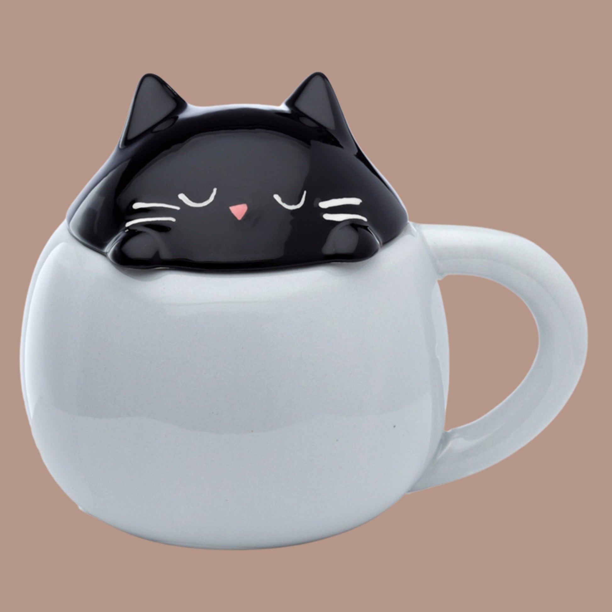 Cute Novelty Cat Lidded Ceramic Mug - The Mug Gallery Mug