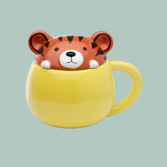 Cute Novelty Tiger Ceramic Lidded Mug - The Mug GalleryMug