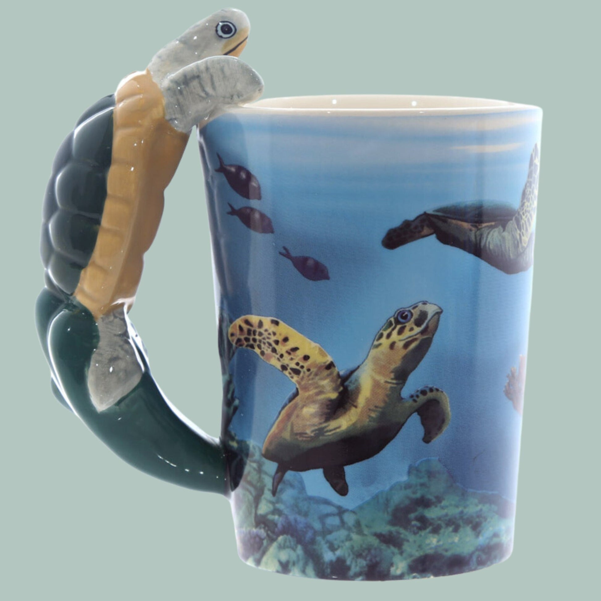 Cute Turtle Handle Ceramic Novelty Mug - The Mug Gallery Mug