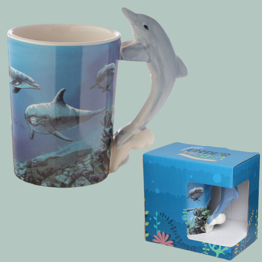 Dolphin Handle Mug with Sea Life Design - The Mug GalleryMug