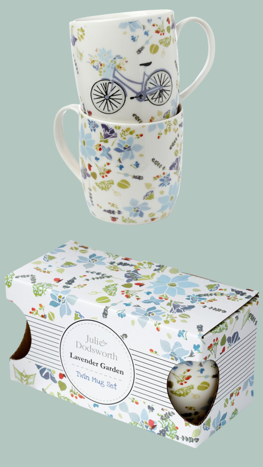 Floral Bicycle Porcelain Mugs Set Julie Dodsworth - The Mug GalleryMug