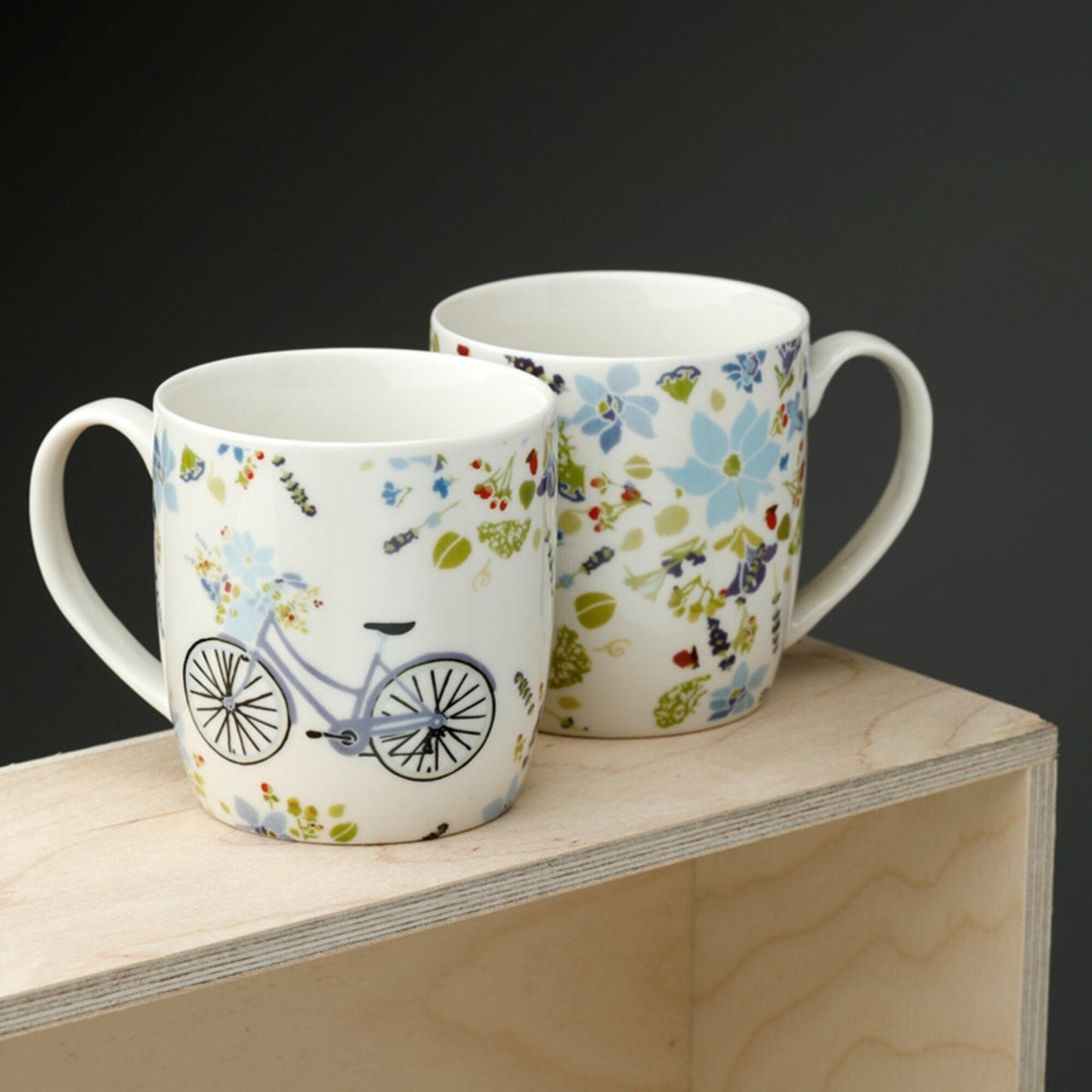 Floral Bicycle Porcelain Mugs Set Julie Dodsworth - The Mug GalleryMug