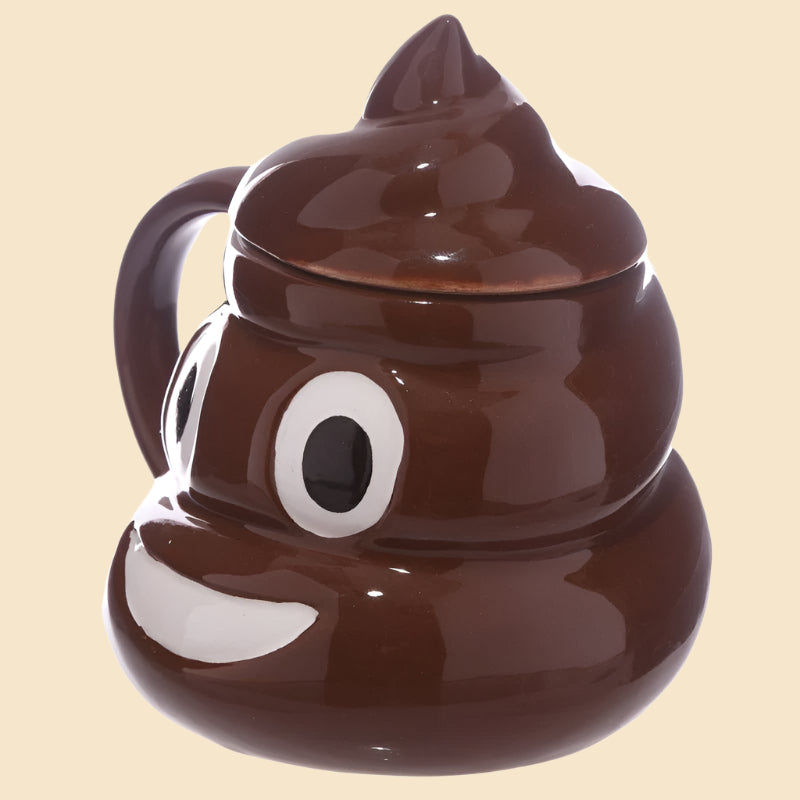 Fun Collectable Ceramic Poop with Lid Emotive Mug Front Right Side