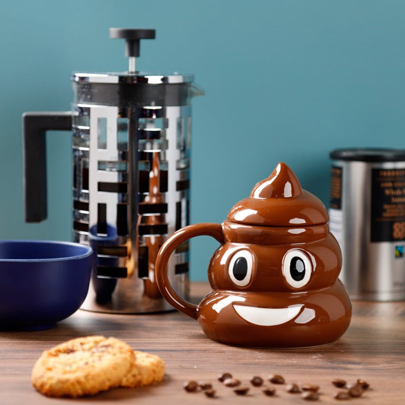 Fun Collectable Ceramic Poop with Lid Emotive Mug In A Kitchen