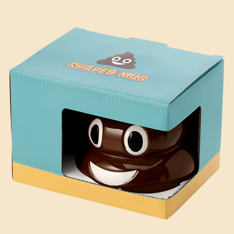 Fun Collectable Ceramic Poop with Lid Emotive Mug In Its Packaging