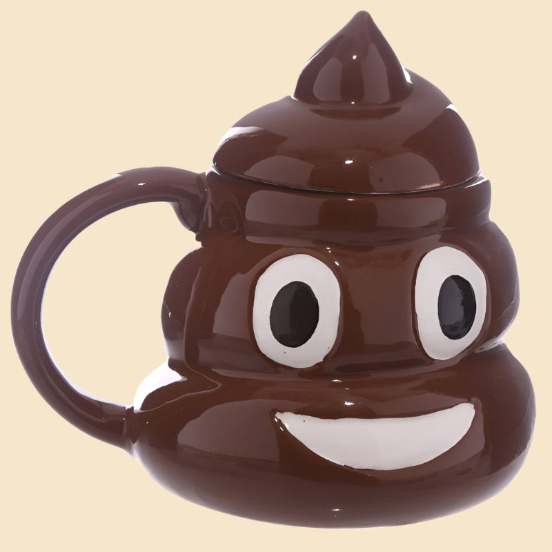 Fun Collectable Ceramic Poop with Lid Emotive Mug Right Side View