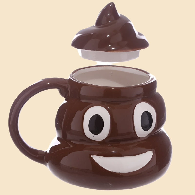 Fun Collectable Ceramic Poop with Lid Emotive Mug With The Lid Off