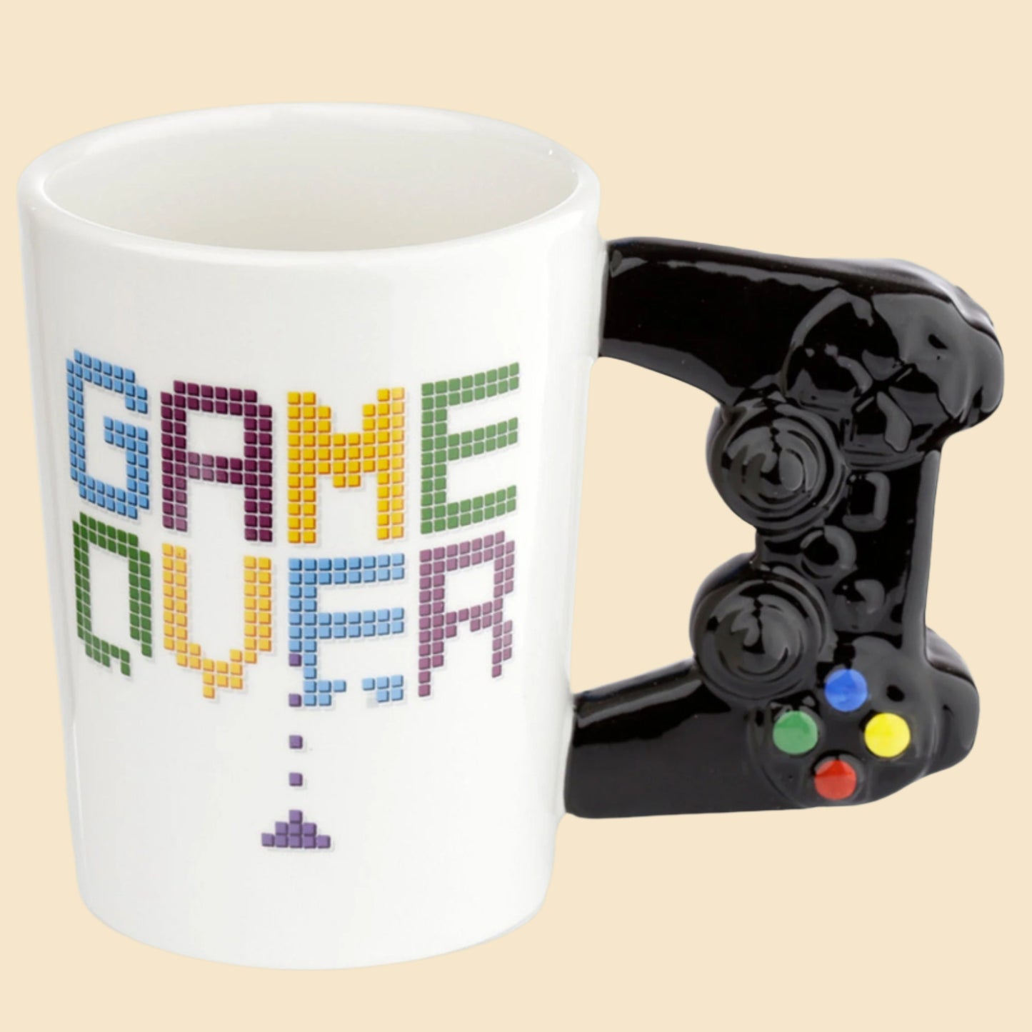 Game Over Gamer Mug with Joypad Shaped Handle Left Side View