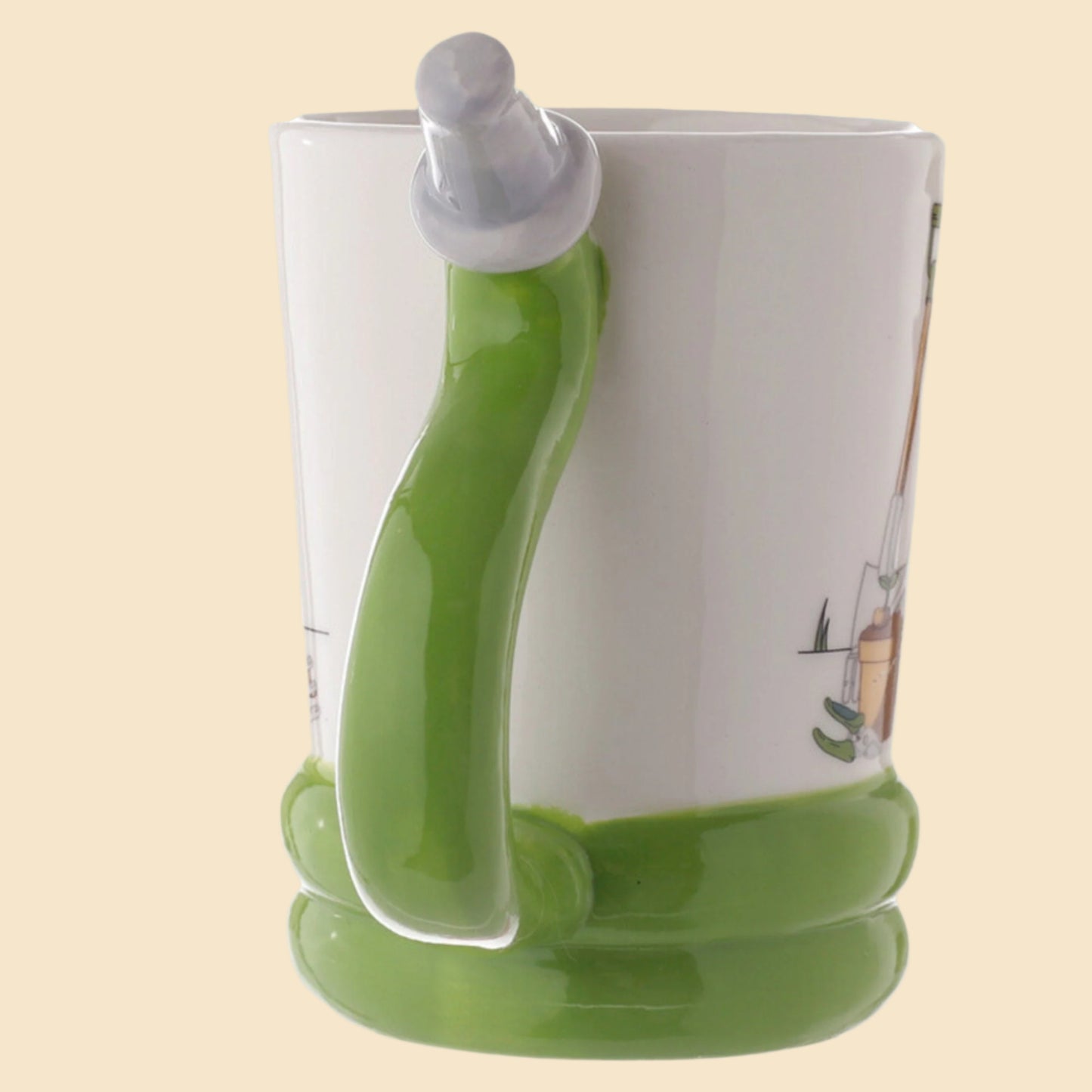 Gardener Mug with Garden Hose Shaped Handle Handle View