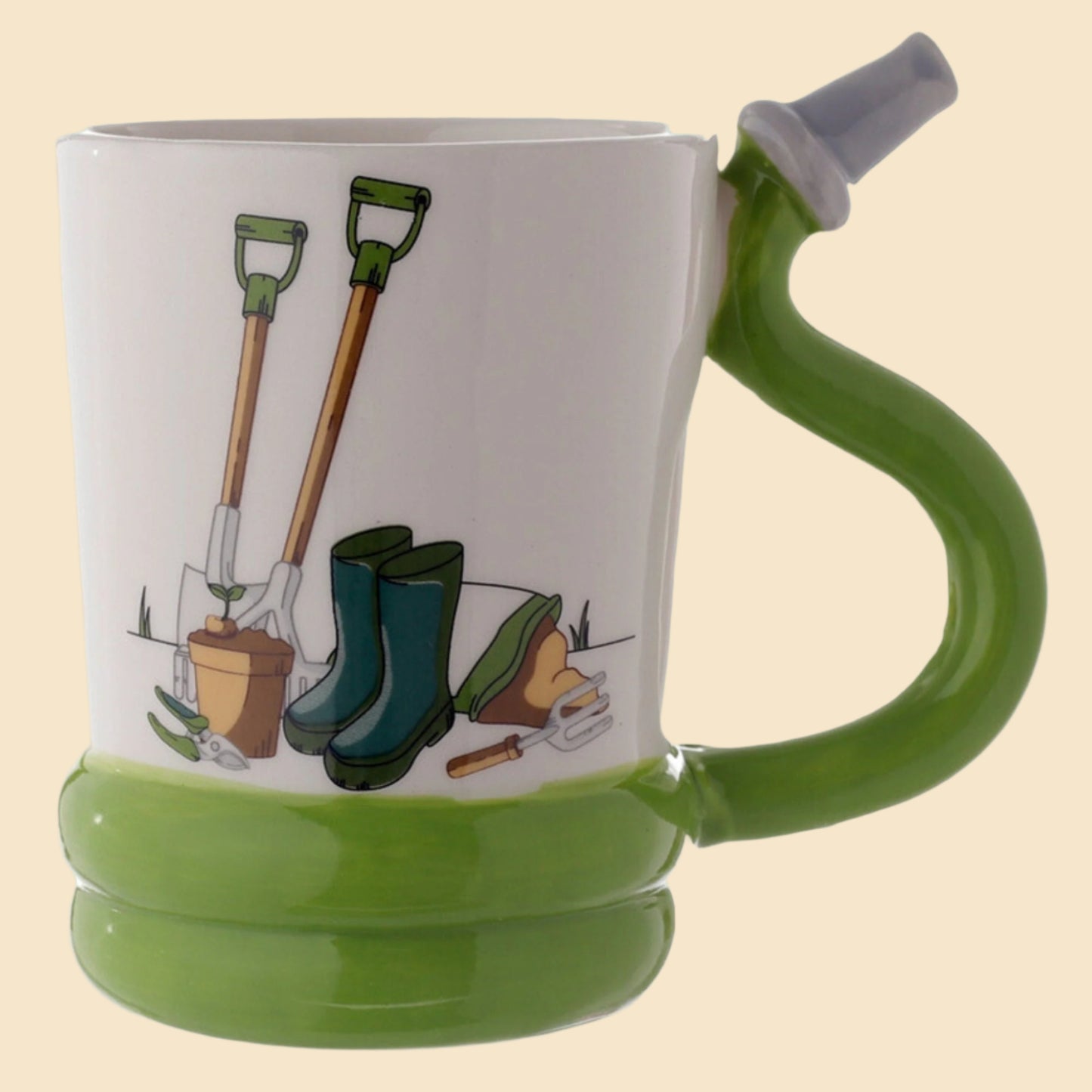 Gardener Mug with Garden Hose Shaped Handle Left Side View